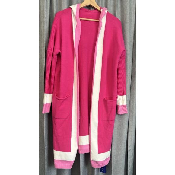 New Super Soft Long Pink Sweater with Hood, NWT Chouyatou Size Small - Picture 7 of 10